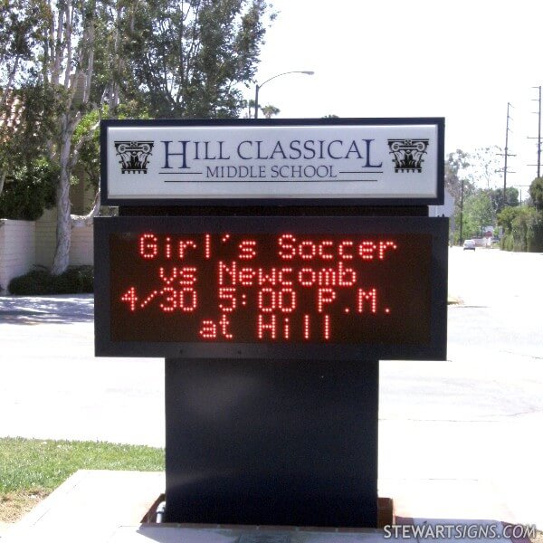 School Sign for Hill Middle School