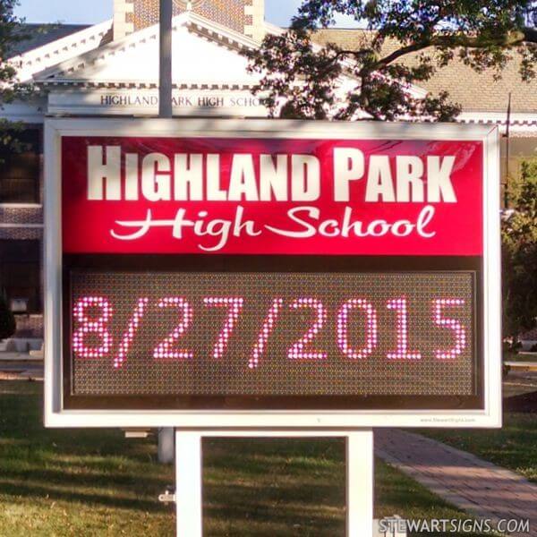 School Sign for Highland Park High School