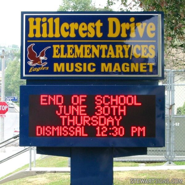 School Sign for Hillcrest Drive Elementary