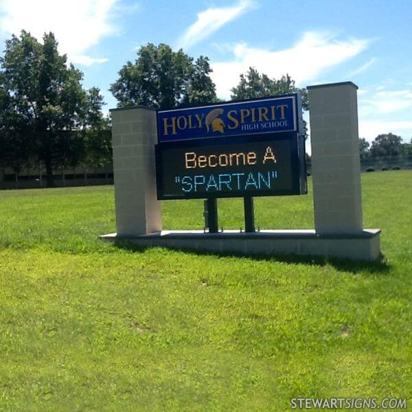 School Sign for Holy Spirit High School