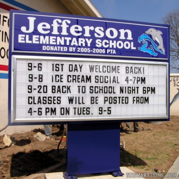 School Sign for Jefferson Elementary