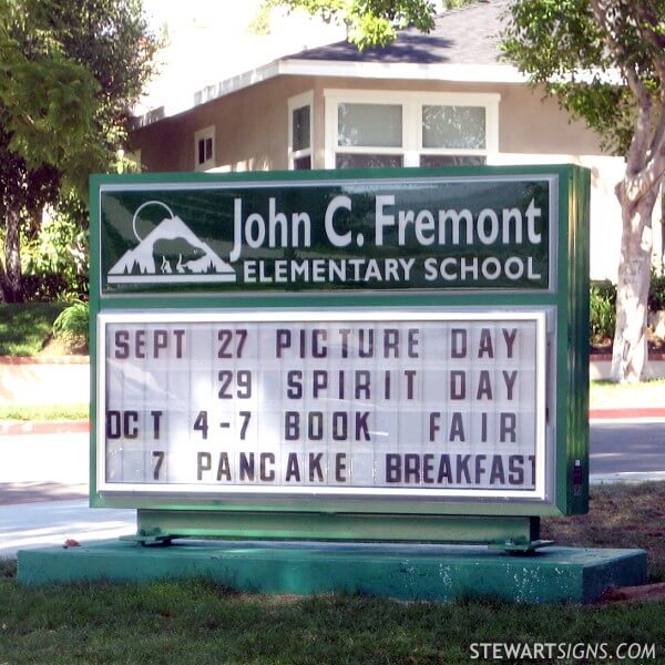 School Sign for John C. Fremont Elementary School Glendale, CA