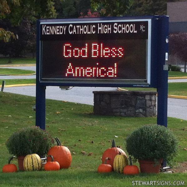 School Sign for John F. Kennedy Catholic High School