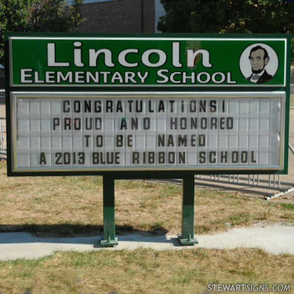 School Sign for Lincoln Elementary School