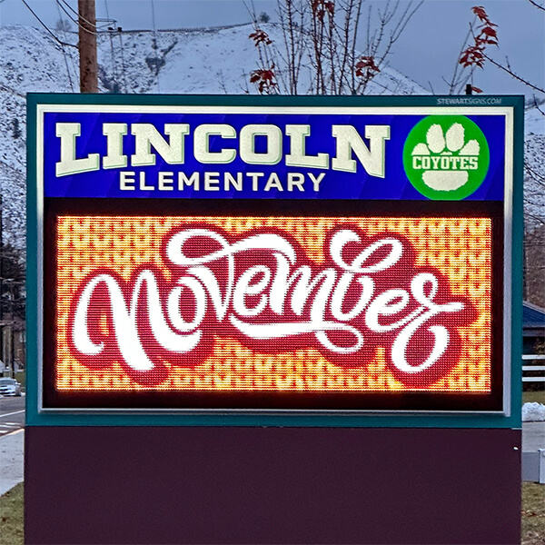 School Sign for Lincoln Elementary School