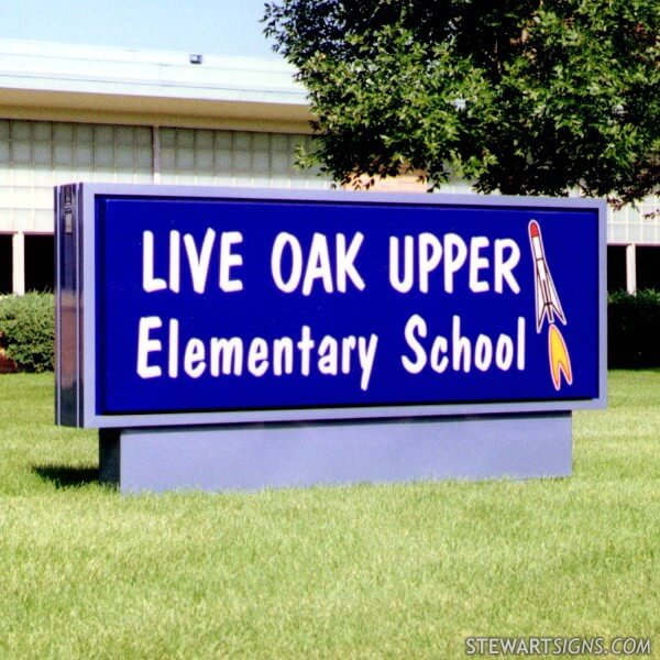 School Sign for Live Oak Upper Elementary School LA