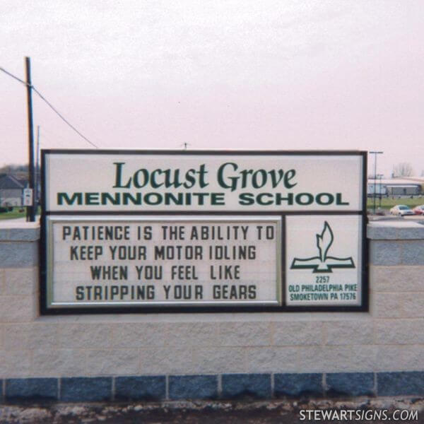 School Sign for Locust Grove Mennonite School