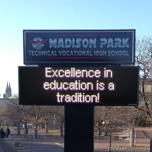 School Sign for Madison Park Technical Vocational High School