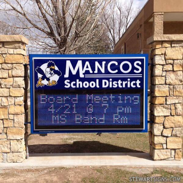 School Sign for Mancos School District - Mancos, CO