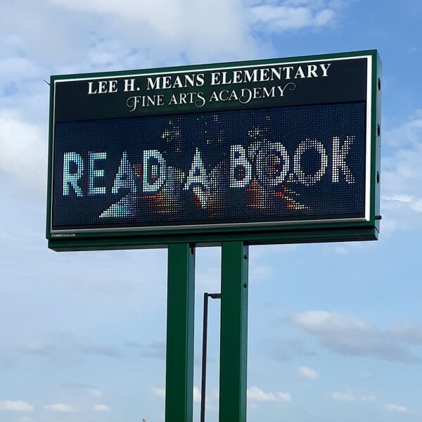 School Sign for Lee H Means Elementary School