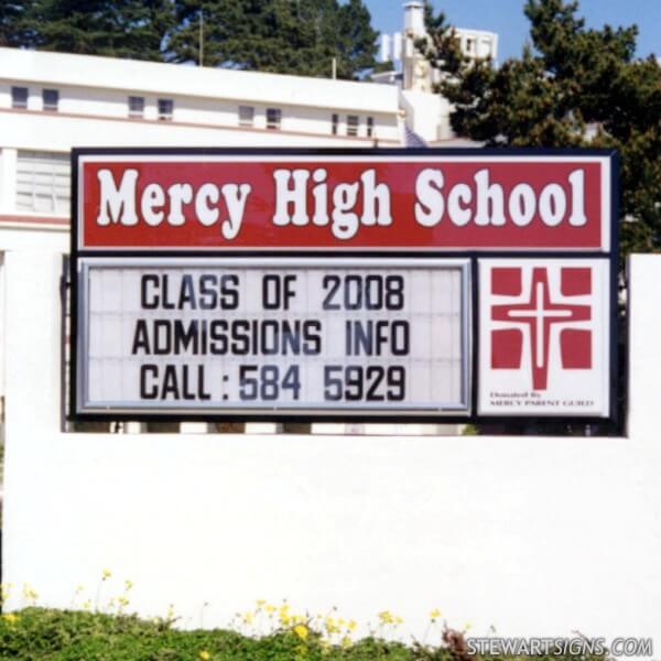 School Sign for Mercy High School