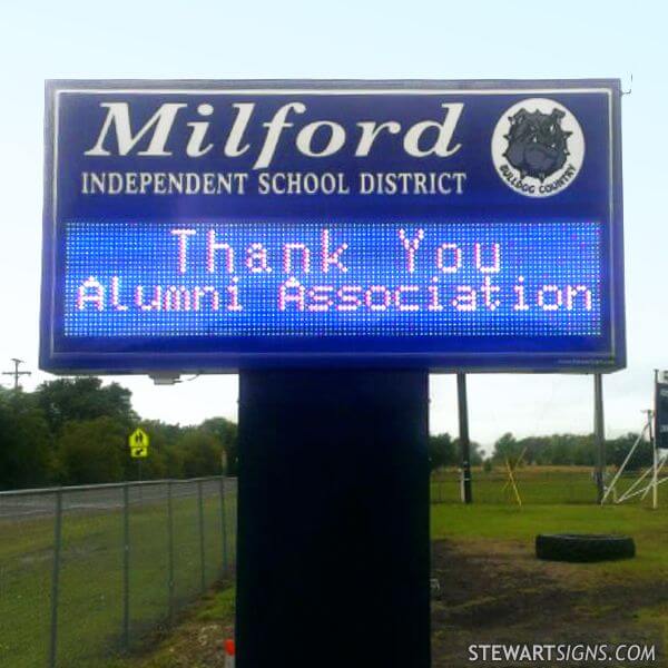 School Sign for Milford Independent School District