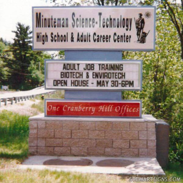 School Sign for Minuteman Science-technology High School & Adult Career Center