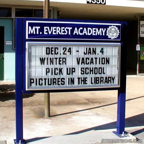 School Sign for Mt Everest Academy