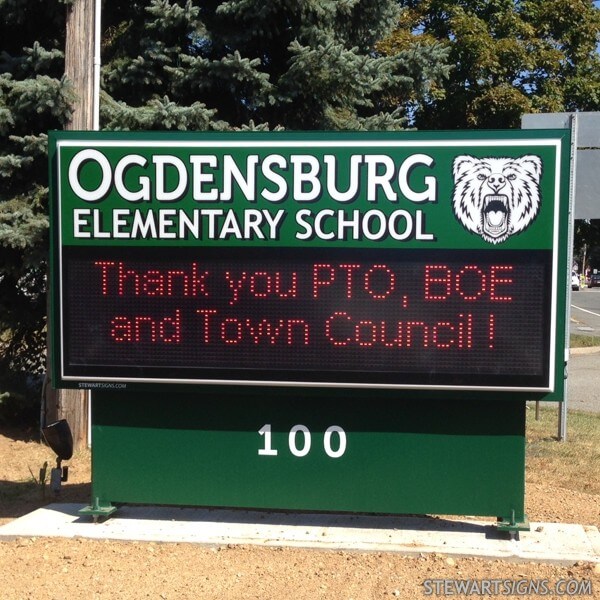 School Sign for Ogdensburg Elementary School