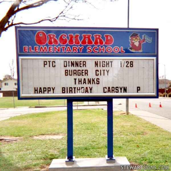 School Sign for Orchard Elementary School