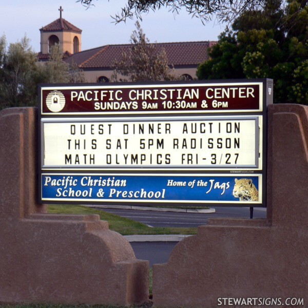 School Sign for Pacific Christian School