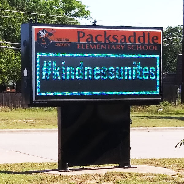 School Sign for Packsaddle Elementary School