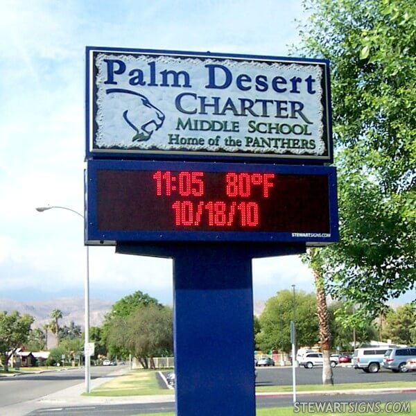 School Sign for Palm Desert Charter Middle School CA