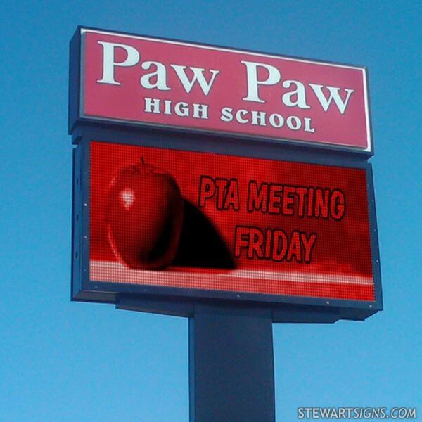 School Sign for Paw Paw High School