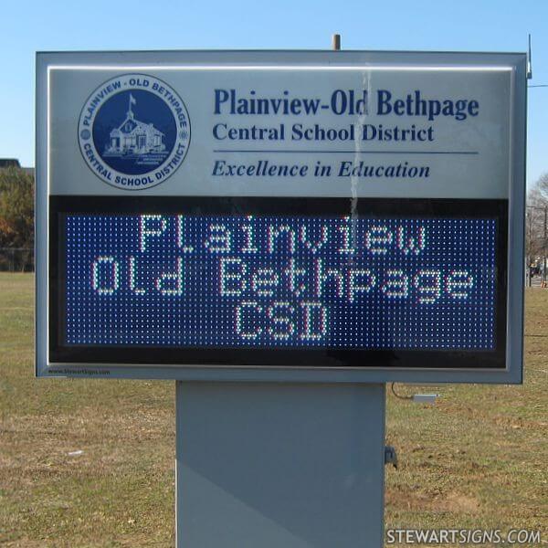 School Sign for Plainview Old Bethpage Middle School NY