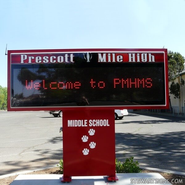 School Sign for Prescott Mile High Middle School