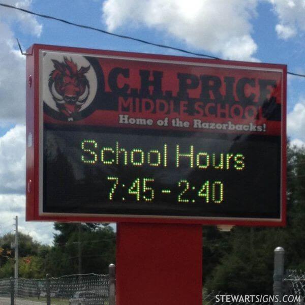 School Sign for C H Price Middle School - Interlachen, FL