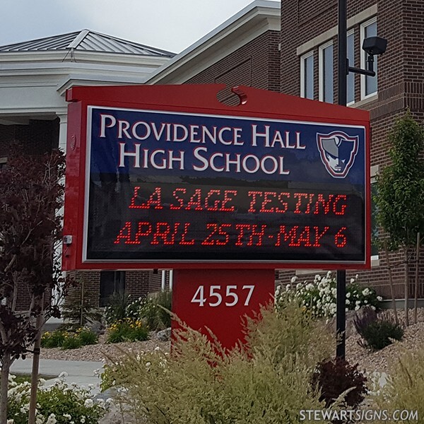 School Sign for Providence Hall High School