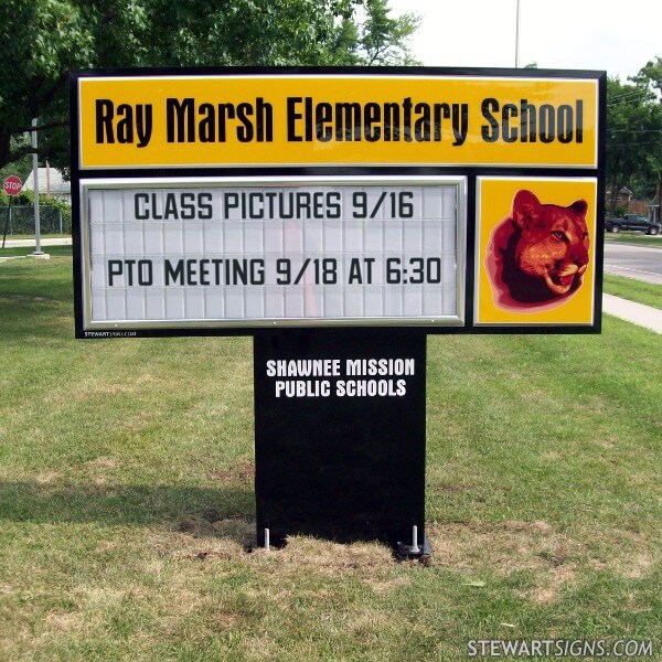 School Sign for Ray Marsh Elementary School Shawnee, KS