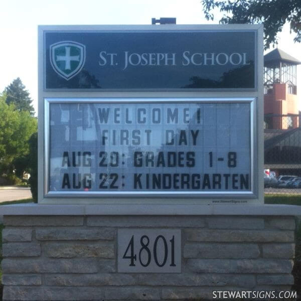 School Sign for St. Joseph School