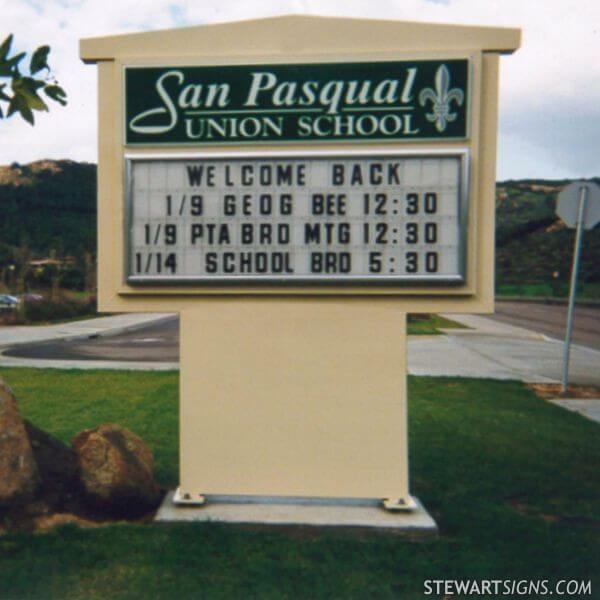 School Sign for San Pasqual Union School Escondido, CA
