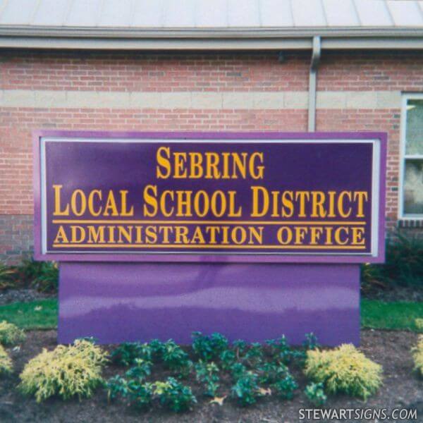 School Sign for Sebring Local School District Administration Office