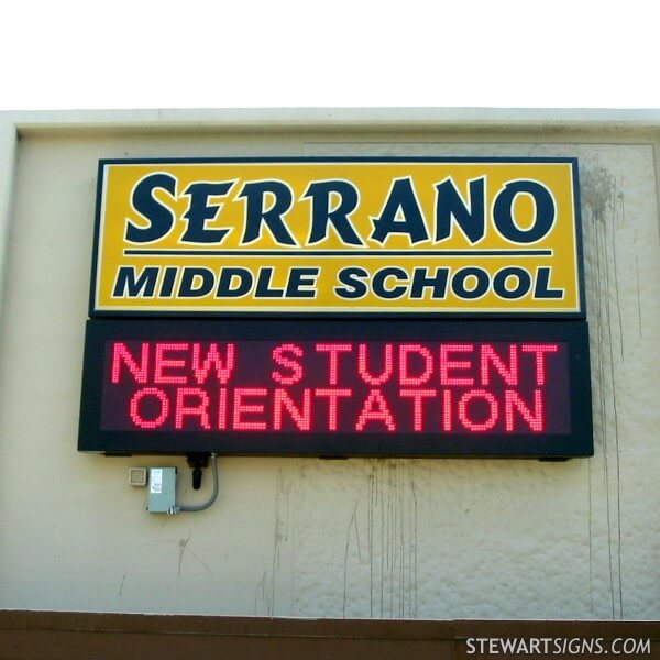 School Sign for Serrano Middle School