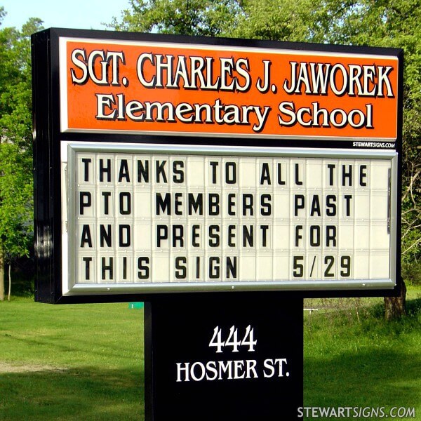 School Sign for Sgt. Charles J. Jaworek Elementary School