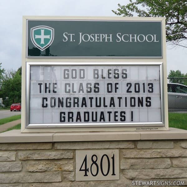 School Sign for St. Joseph School