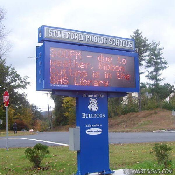 School Sign for Stafford High School - Stafford Springs, CT