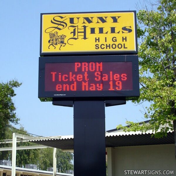 School Sign for Sunny Hills High School - Fullerton, CA