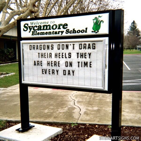 School Sign for Sycamore Elementary School