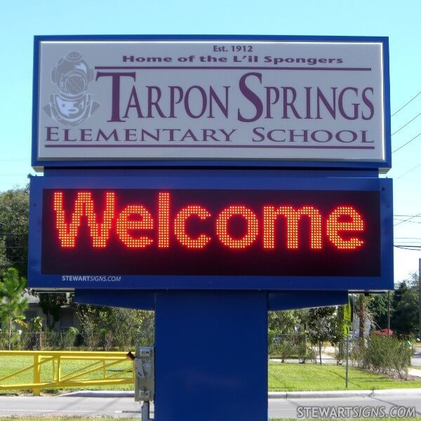 School Sign for Tarpon Elementary School - Tarpon Springs, FL