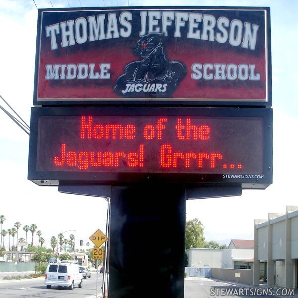 School Sign for Thomas Jefferson Middle School