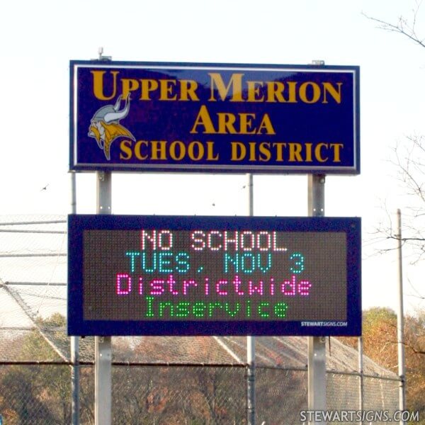 School Sign for Upper Merion Area School District PA