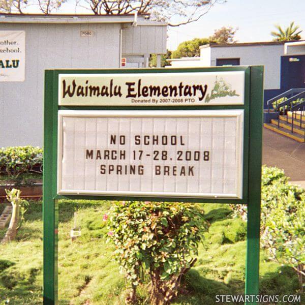 School Sign for Waimalu Elementary School