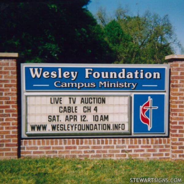 Church Sign for Wesley Foundation Campus Ministry