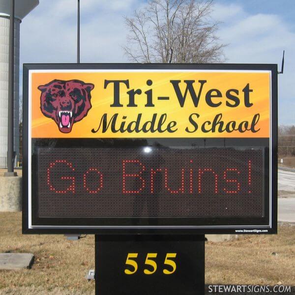 School Sign for Tri-west Middle School