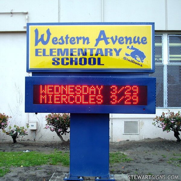 School Sign for Western Avenue Elementary School