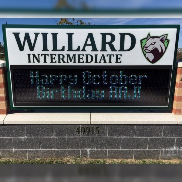 School Sign for Willard Middle School