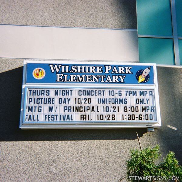 School Sign for Wilshire Park Elementary School