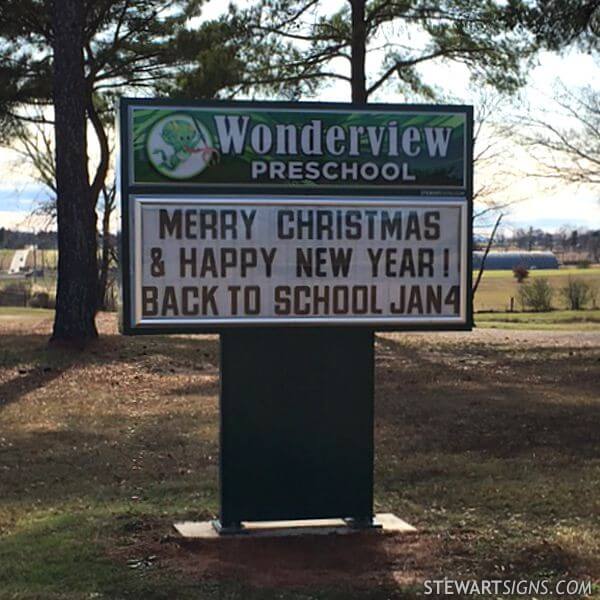 School Sign for Wonderview Preschool