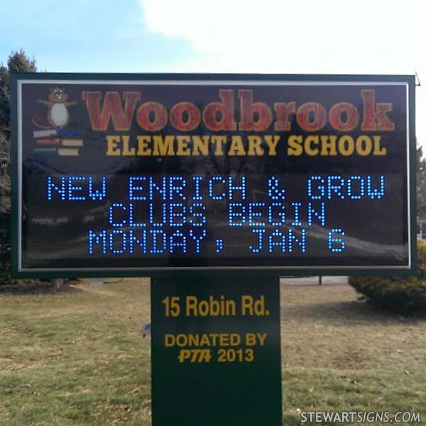 School Sign for Woodbrook Elementary School